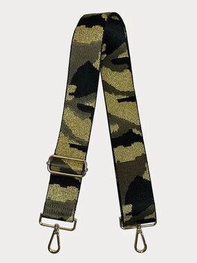 Ah-Dorned Sparkle Camo Pattern Interchangeable Bag Strap w/Gold Hardware. New
